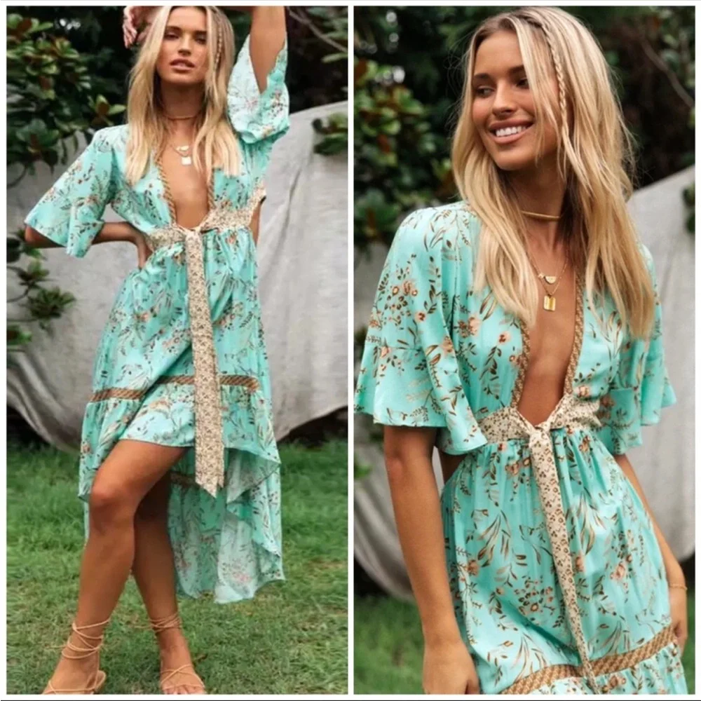 #96New Boho Summer Floral Maisie Bambi Beach Dress - Picture 3 of 8